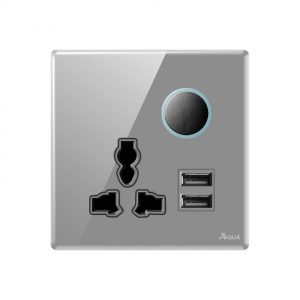 Aqua Quad Grey Series Multi Socket Plus Dual USB