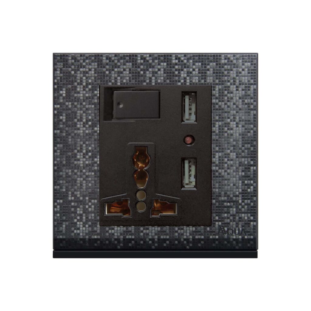 AQUA TEXTURE MULTI PLUS 2 USB CHARGER - Aqua Electrical
