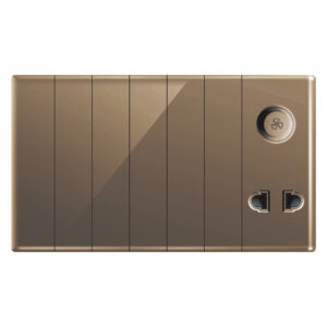 Aqua Glasskin Bronze 6 Switch + 1 Socket + 1 Dimmer