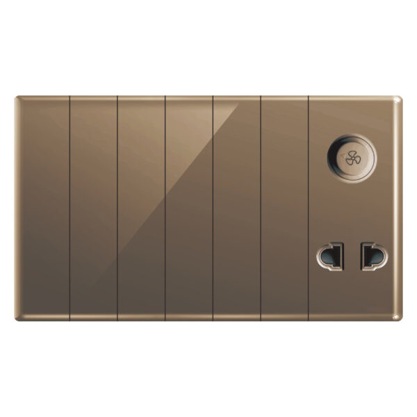 Aqua Glasskin Bronze 6 Switch + 1 Socket + 1 Dimmer
