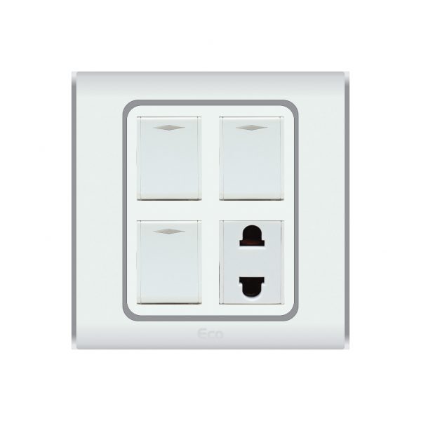 PARADISE ECO 3 GANG SWITCH PLUS 1 SOCKET