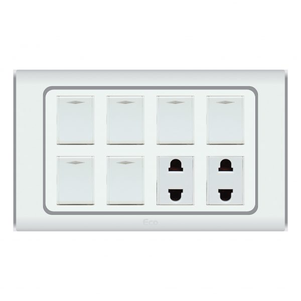 PARADISE ECO 6 GANG SWITCH PLUS 2 SOCKET