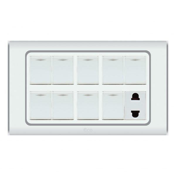 PARADISE ECO 9 GANG SWITCH PLUS 1 SOCKET