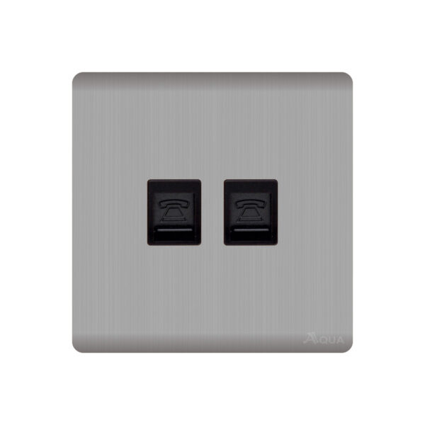Aqua Discovery Silver Double Telephone Socket