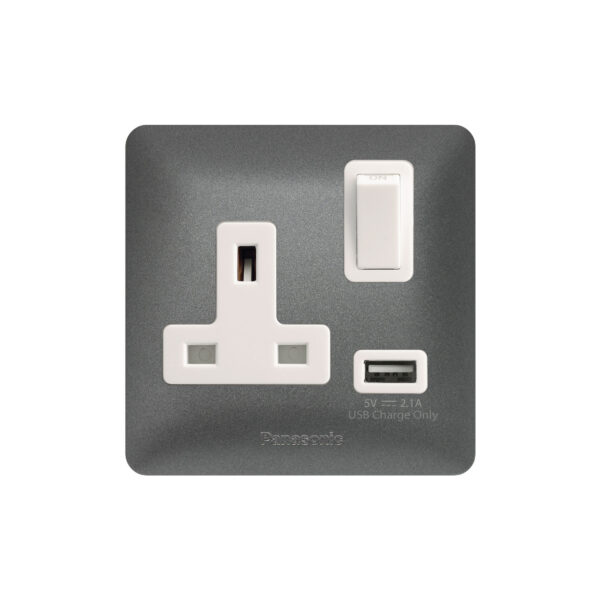 Panasonic 1G DP Switched BS Socket with USB Charger