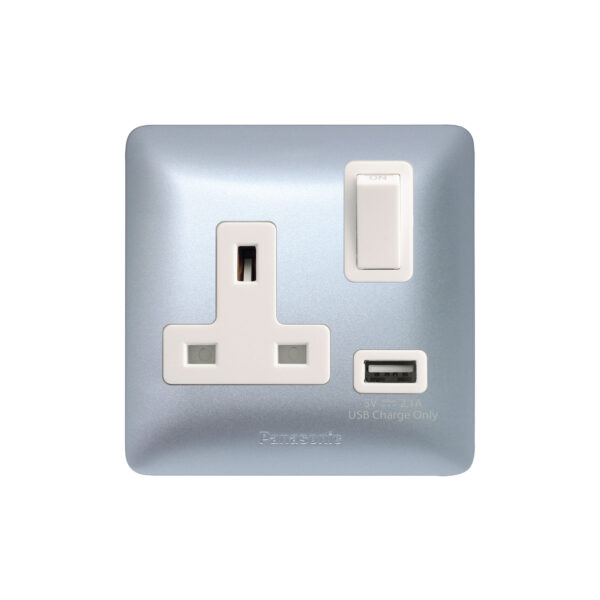 Panasonic 1G DP Switched BS Socket with USB Charger