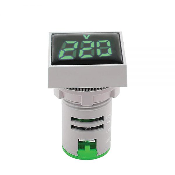 AQUA LED VOLTMETER SQUARE GREEN
