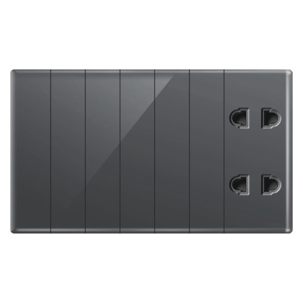 Aqua Glasskin Grey 6 Switches + 2 Sockets