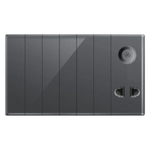 Aqua Glasskin Grey 6 Switch + 1 Socket + 1 Dimmer