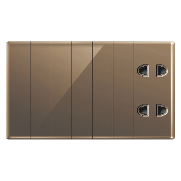 Aqua Glasskin Bronze 6 Switches + 2 Sockets