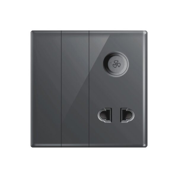 Aqua Glasskin Grey 2 Switches + 1 Socket + 1 Dimmer
