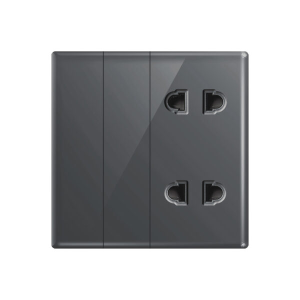 Aqua Glasskin Grey 2 Switches + 2 Sockets
