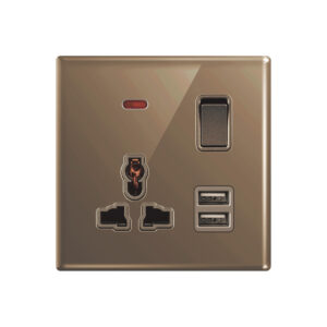Aqua Glasskin Bronze Multi Socket Plus Dual USB