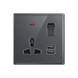 Aqua Glasskin Grey Multi Socket Plus Dual USB