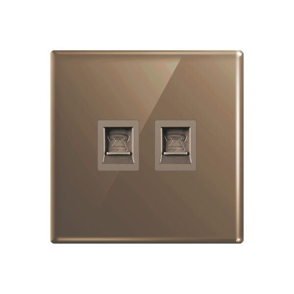 Aqua Glasskin Bronze Double Telephone Socket
