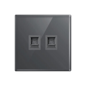 Aqua Glasskin Grey Double Telephone Socket