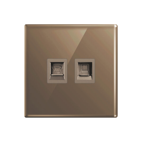 Aqua Glasskin Bronze Telephone Plus Data Socket