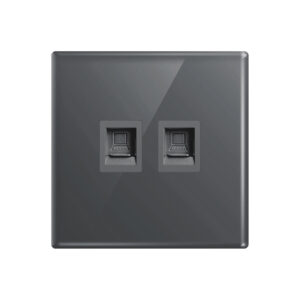 Aqua Glasskin Grey Double Data Socket