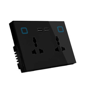 Glass Wifi Smart Double Multi Socket Plus Dual USB Black